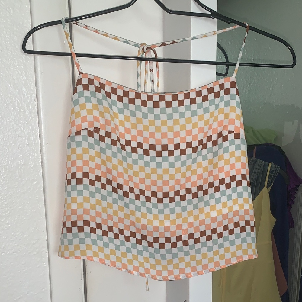 Sadie & Sage Multicolor Checkered Crop Top